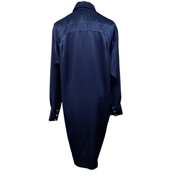VINTAGE LIZ CLAIBORNE Satin Dress 8 Midnight Blue Tags/NOS‎ Dressy Power Event - Picture 3 of 12